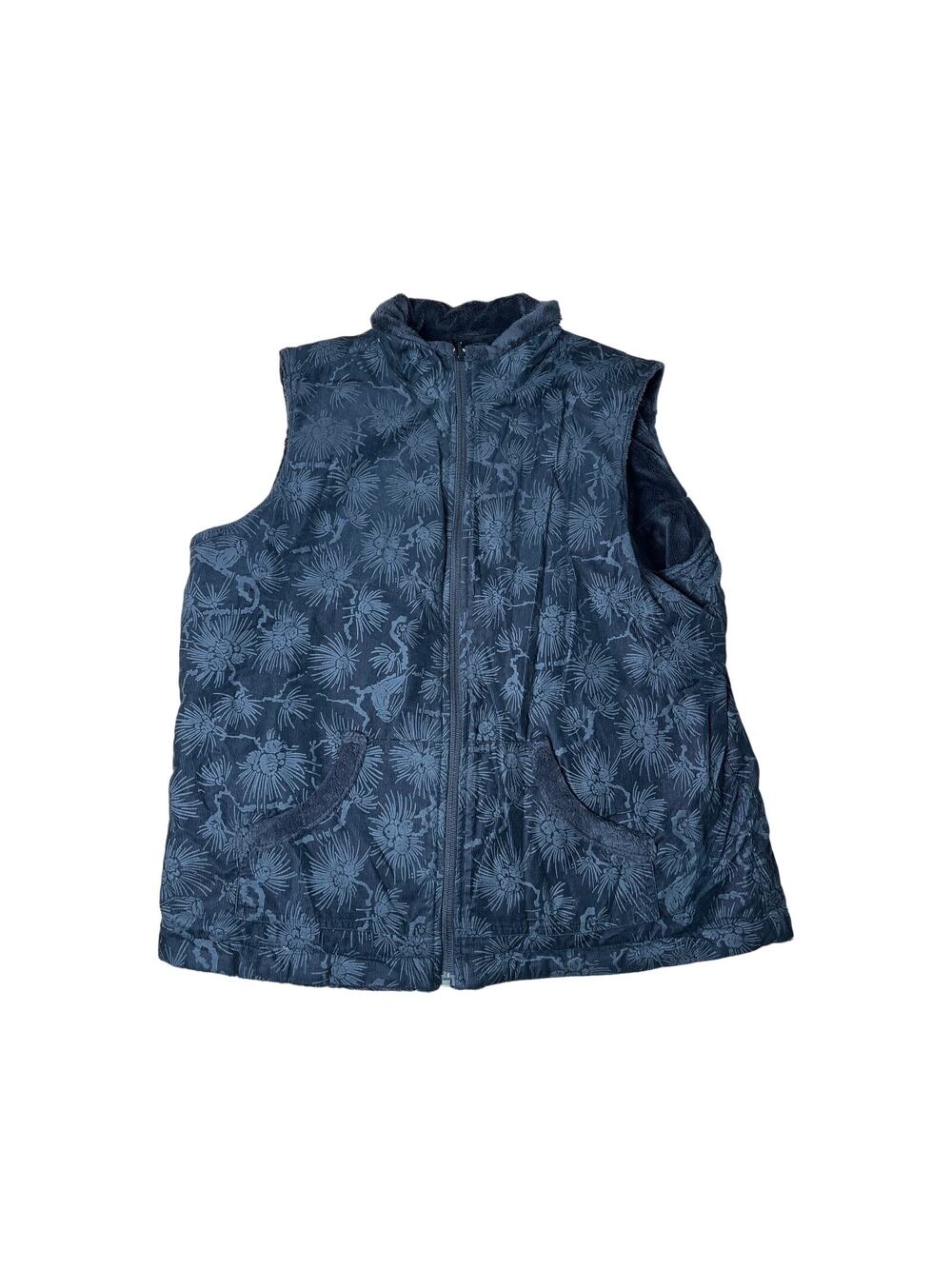 Columbia Women's Reversible Plush/Corduroy Pinecone Pattern Vest Black Large